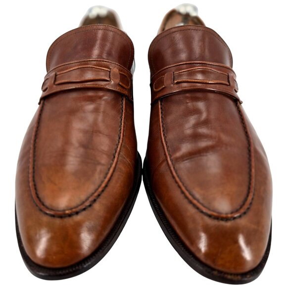 Vintage Bally Italy Brown Leather Dress Shoes Mens size 9 Classic Penny Loafers - Picture 2 of 10